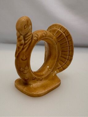 Vintage Ceramic Turkey Napkin Ring - Burnt Orange
